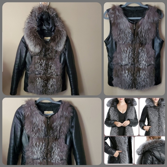Leather Fox Jacket 3 In 1 With Removable Vest Lining - Picture 16 of 16